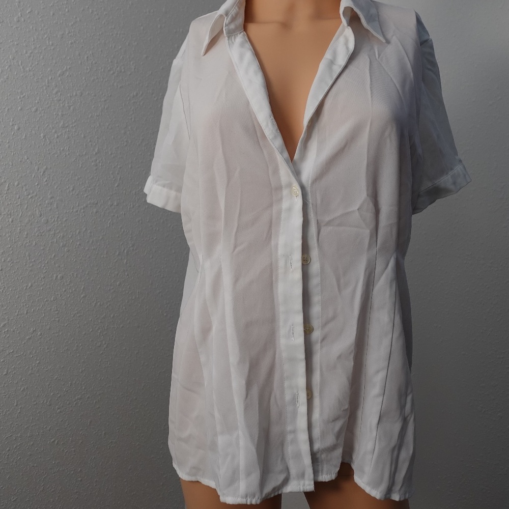 white womens button down shirt